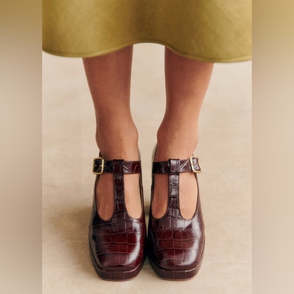 Sezane Shoes - Sézane Monique High Mary Janes Brown Croco FR 39 / US 8